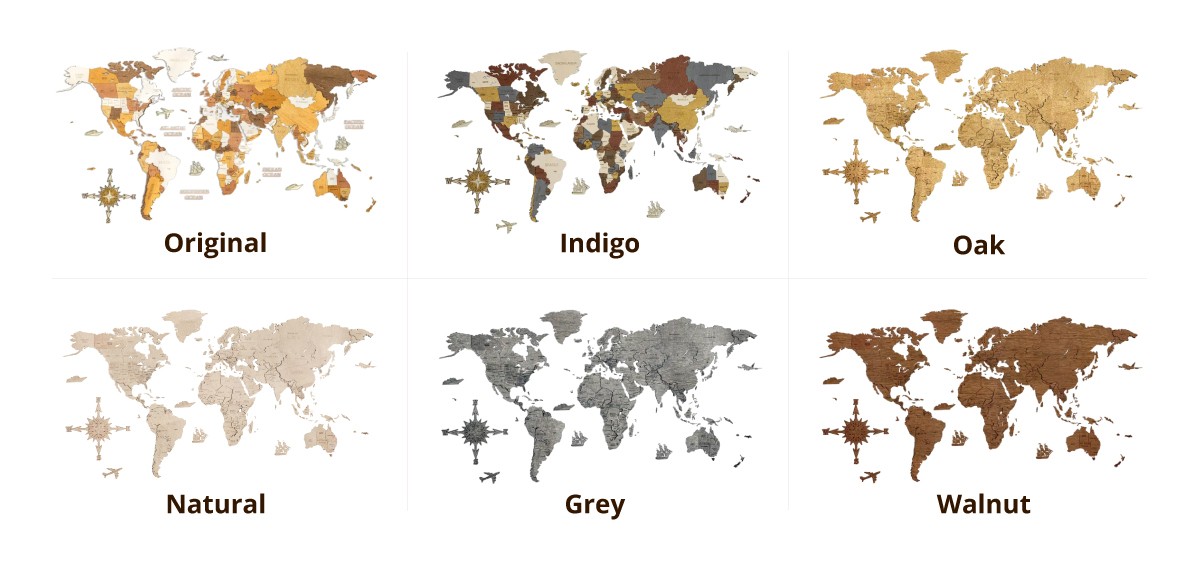 旅行世界地图 墙上的木材颜色色调 3d 4d