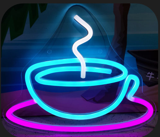 咖啡杯咖啡-墙上的广告 LED 霓虹灯