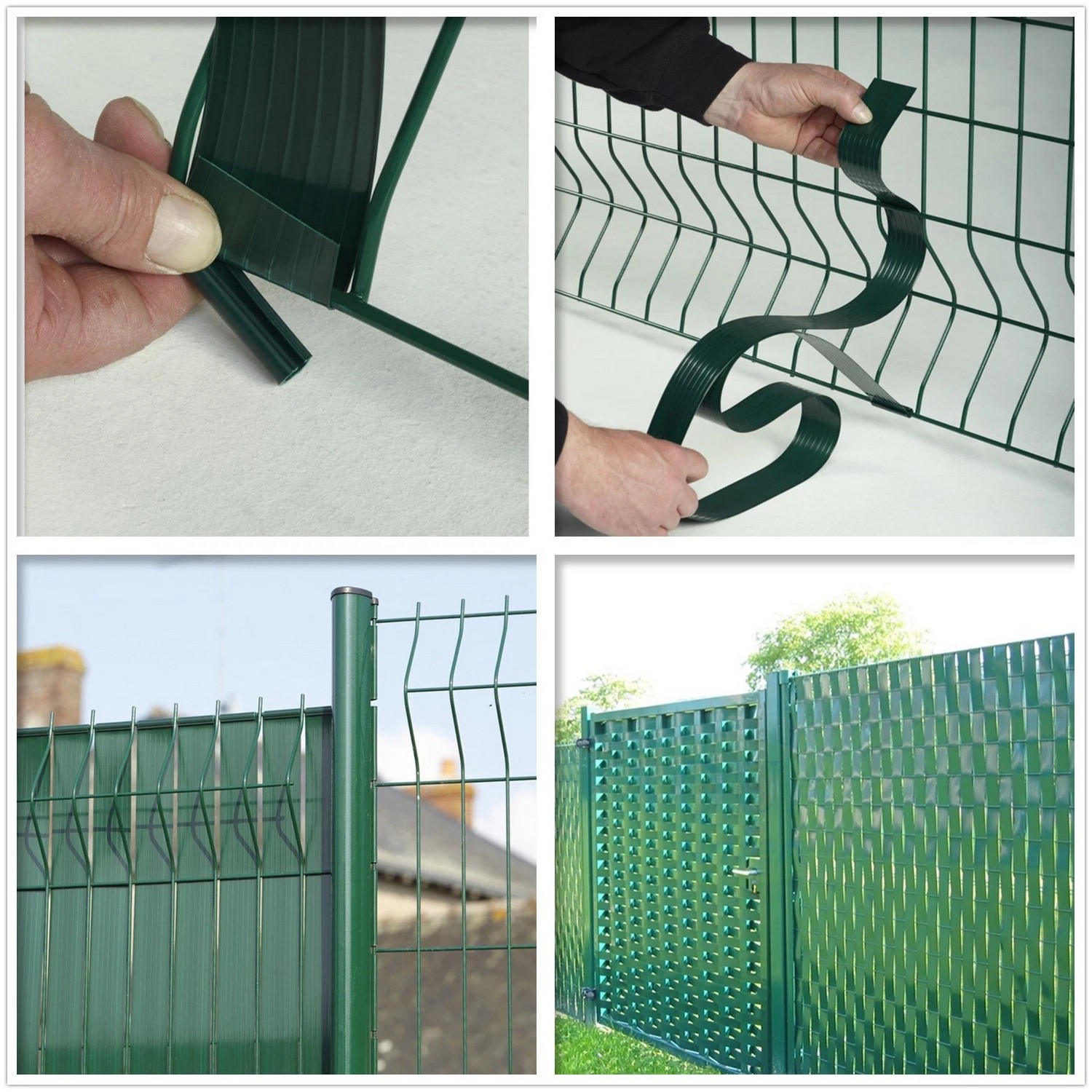 适用于 3D 网格围栏的 PVC 柔性塑料隐私胶带，绿色