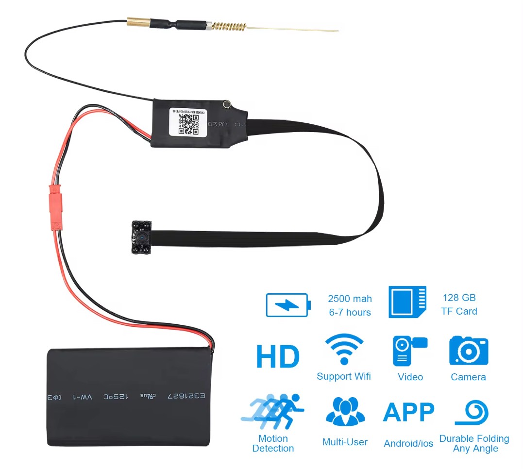 WiFi 高清迷你针孔高清摄像机 1080P 带红外 LED 夜灯